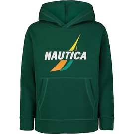 Nautica Boys' Long Sleeve Fleece Pullover Hoodie, J-Class Spilt Evergreen, 14-16