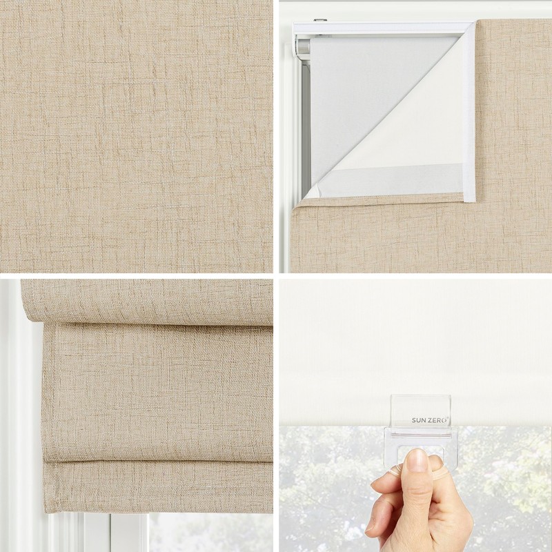 Sun Zero Seraphina Textured 100% Blackout Cordless Roman Shade, 33"