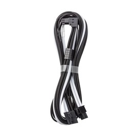 CableMod E-Series Pro ModMesh Sleeved 12V-2x6 12VHPWR 90° StealthSense PCIe Cable for EVGA G/G+ / P/P+ / T - Variant A (Black + White, 16-pin to Dual 8-pin, 60cm)