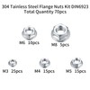 70 Pcs Hex Nuts, Lock Nuts with Flange Self-Locking, Flange
