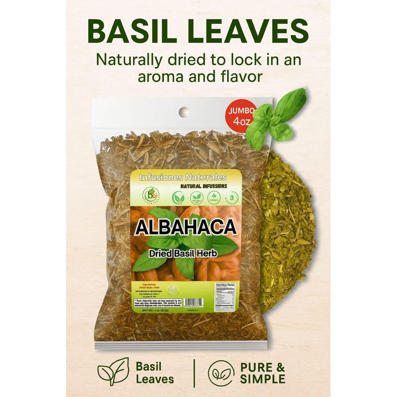 Albahaca Seca para Té y Condimento(Dried Basil Leaves – 4