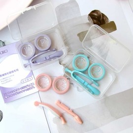 Contact one-day lens clip Eye lens container Lens storage case Lens storage container Lens container case Eye Lens Case 2-Lens Suction Stick-Pink
