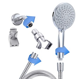 High Pressure 6-mode Handheld Shower Head, Anti-clog Nozzles with Stainless Hose and Adjustable Mount, Full Body Coverage Powerful Rain Showerhead