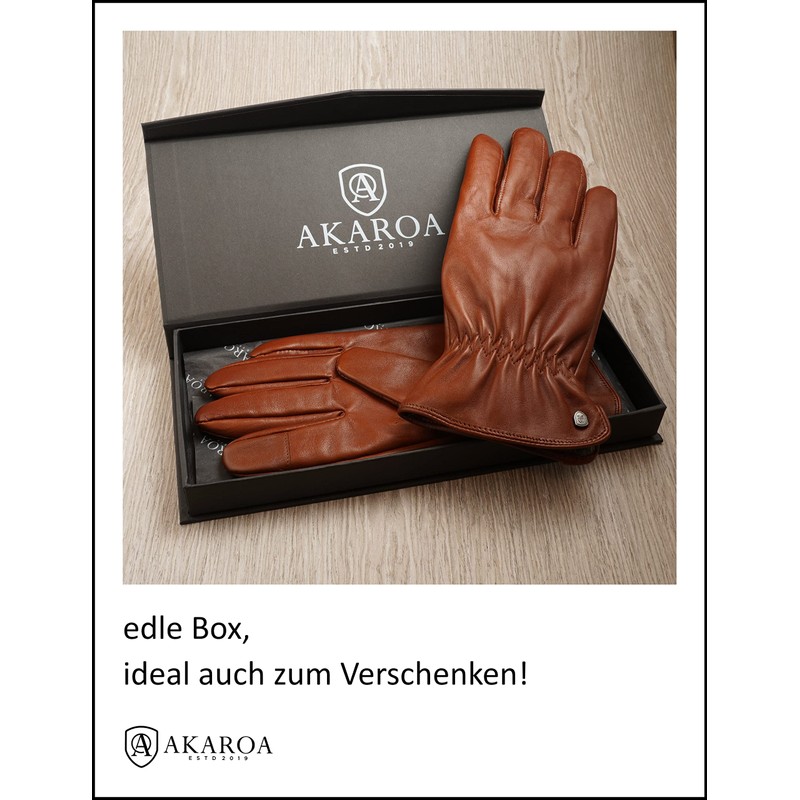AKAROA ESTD 2019 TIM Men's Leather Gloves, Touchscreen Function, Italian