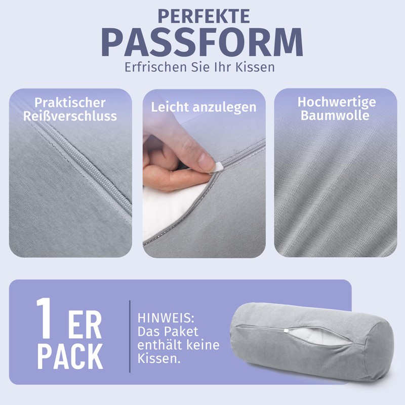 Luxoon Bolster Cover with Zip - Cover for Neck Pillow,