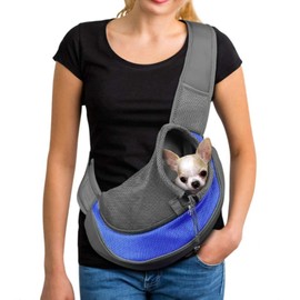 Pet Dog Cat Sling Carrier Bag Puppy Shoulder Carry Bag Hands Free Dog Front Carrier with Adjustable Shoulder Strap Pet Travel Carrier Tote Bag with Breathable Mesh Pouch for Outdoor Walking Subway