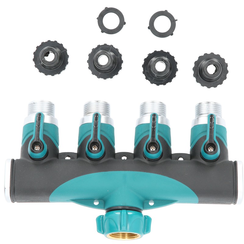 4 Way Hose Splitter Metal Valve Water Distribution Controller Connector