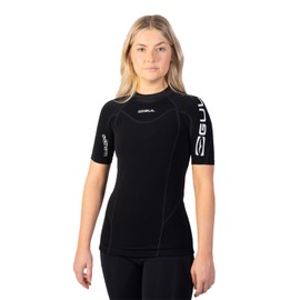 Gul Womens Evotherm Ladies Thermal Short Sleeve Top Black - Thermal Warm Heat Layer Layers UV Sun Protection and SPF