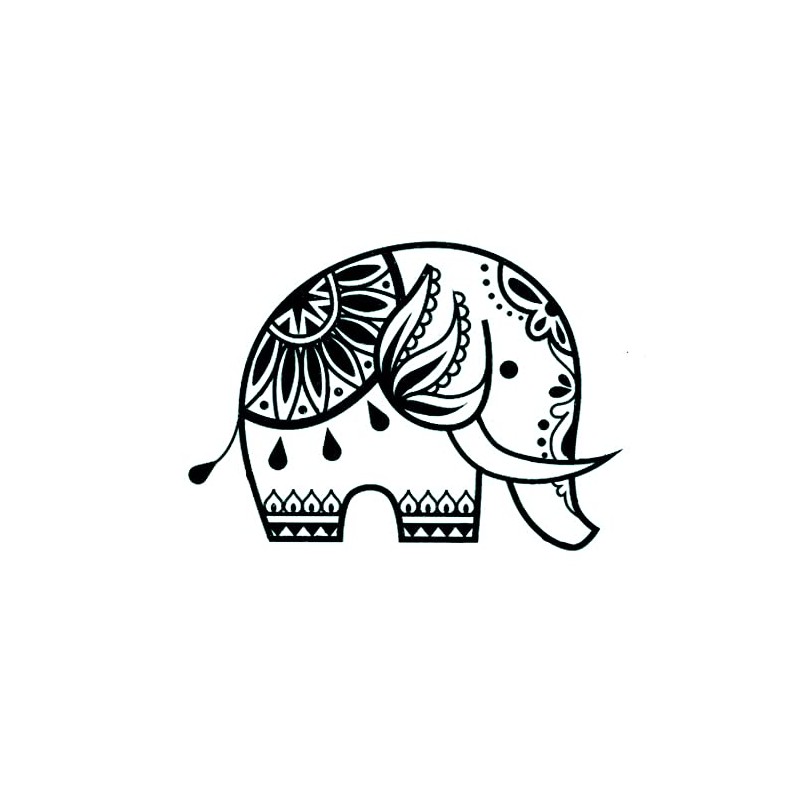 EROSPA® Temporary Tattoo Sheet - Cute Elephant / Flowers -
