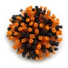 40mm Diameter/Black/Orange Acrylic/Glass Bead Daisy Flower Flex Ring - Size