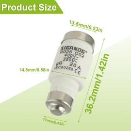 SIGANDG Neozed Fuses, D02 20A gL/gG 400VAC, D0 Type Fuse Insert (Pack of 10)