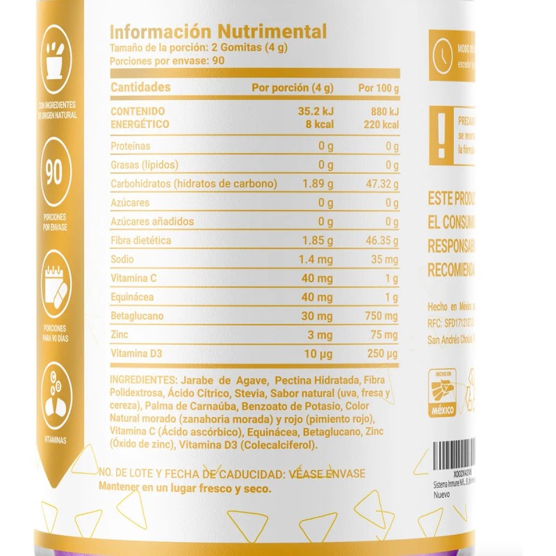 Sistema Inmune Niños 180 Gomitas Veganas Sin Azúcar B Life.