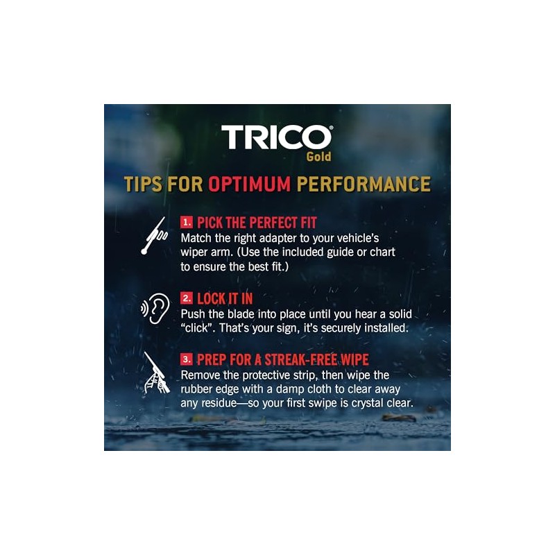 Trico Gold Limpiaparabrisas 26 + 16 in, Paquete de 2,