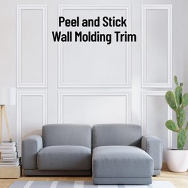 Glavatrix Peel and Stick Wall Molding Trim, 9.8FT × 0.87'' Flexible Chair Rail Panel Molding Self-Adhesive DIY Wall Trim for Backsplash Tile Edge Ceiling Corner Cabinet Mirror Frame Border Home Decor