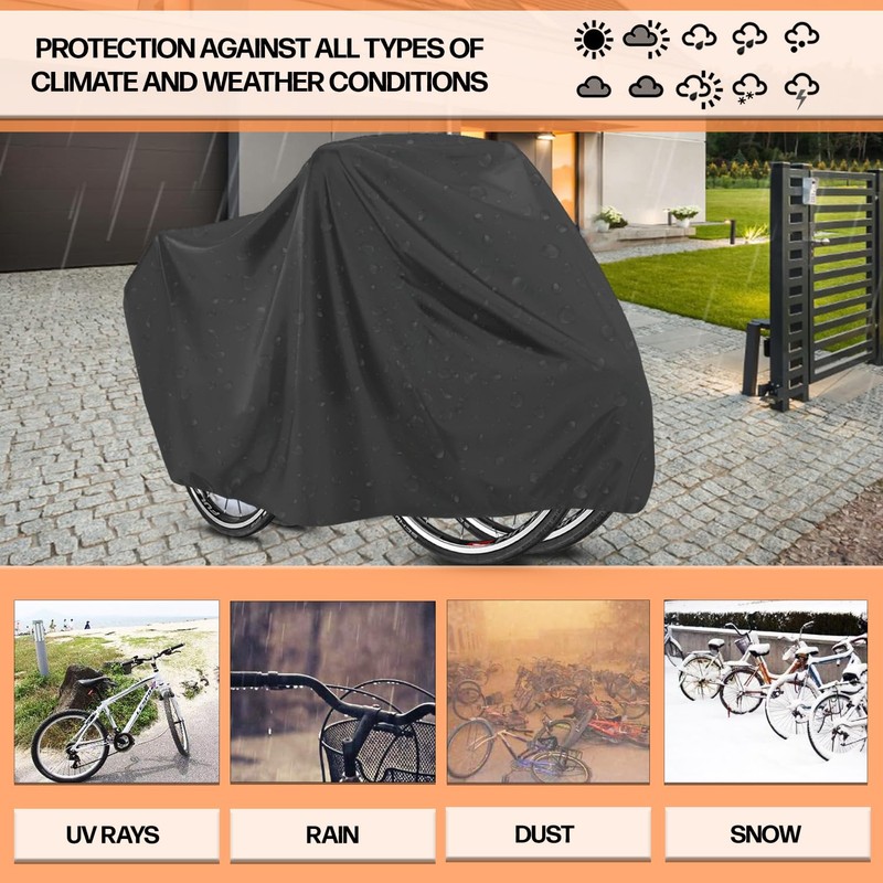 Bicycle cover for 2 bicycles, excellent protection against rain, sun