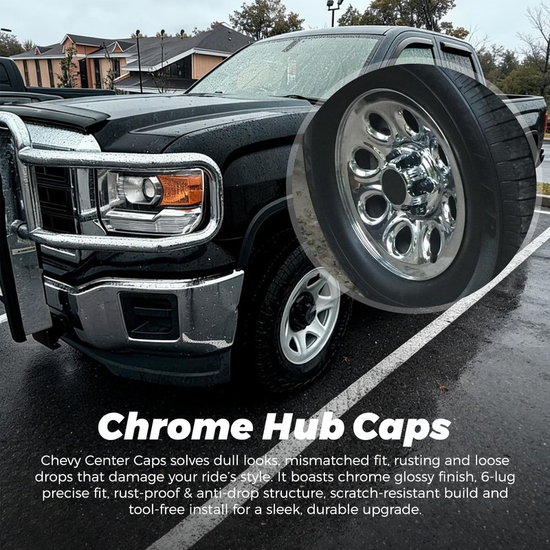 15067580 4PCS Silver Chevy Center Caps 6 Lug Hub Caps