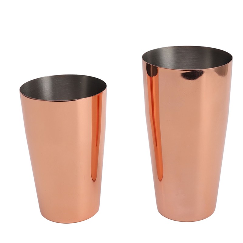 Boston Cocktail Shaker Stainless Steel Rose Gold Glossy Surfaces Leakproof