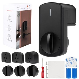 Smart Deadbolt Lock with Bluetooth, Keyless Entry Door Lock, Automatic Knob, App Control, Easy Installation, No Drilling Required, Black, 2.88x4.56 inches