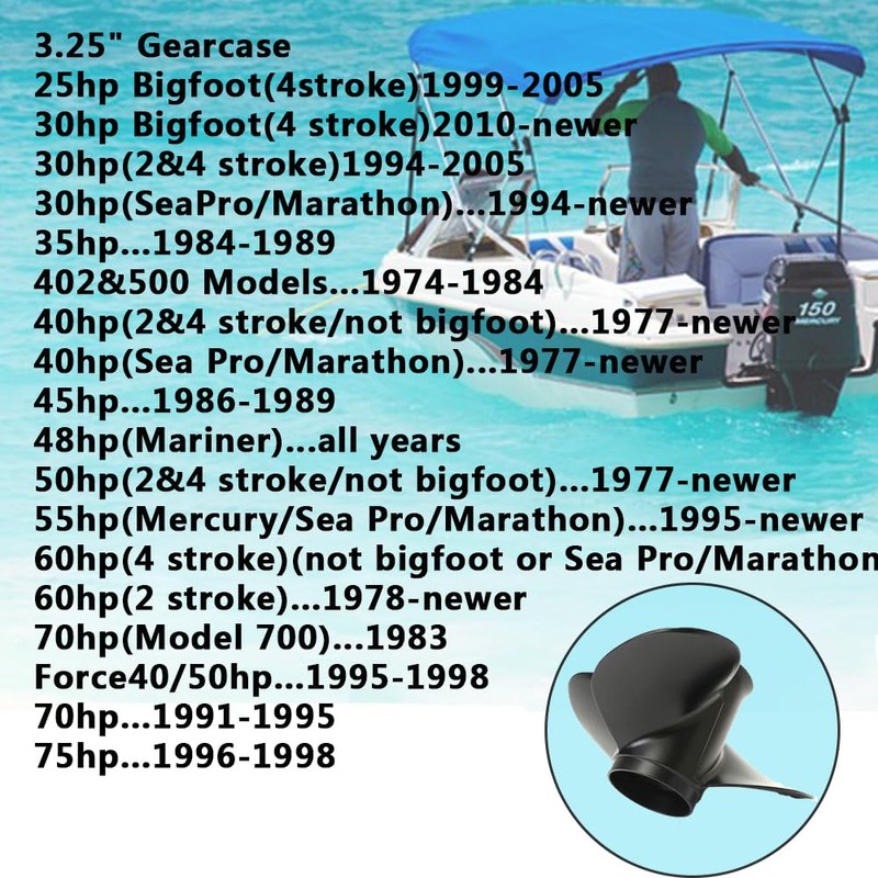 AQUAMAN Boat Outboard Propeller 10 1/2x13 for Mercury Engine 25/30/35/40/45/50/55/60/70HP,13