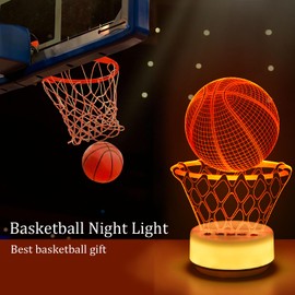 Basketball Night Light for Boys, 3D Illusion Led Lamp 14 Colors Bedroom Sports Decor Lamp with Remote Control /Buttons +Timer +Dim Function, Basketball Gifts Birthday Xmas Holiday Gift for Boys/Girls
