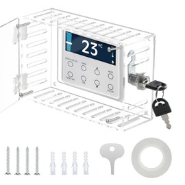QBXMY7 Baby proofing Thermostat Lock Box with Key,Clear Thermostat Lock Box Cover with Key,Thermostat Cover with Lock,Thermostat Guard for Thermostat on Wall 4"H x 5.9"W or Smaller,AC Lock Box Cover