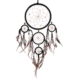 GURU SHOP Dream Catcher with Semi-Precious Stones - Black, Diameter: 17 cm, Dream Catcher, Mobile