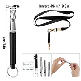 Dog Whistle,3Pcs Ultrasonic Dog Whistle for Dogs to Recall Training, Professional Adjustable Dog Whistles Training to Stop Barking Silent Control Neighbors Dog, with Black Lanyard（Black）