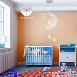 TISLYCO Kids Ceiling Light, Moon Chandelier, Girls Chandelier for Bedroom, Nursery Light Fixture