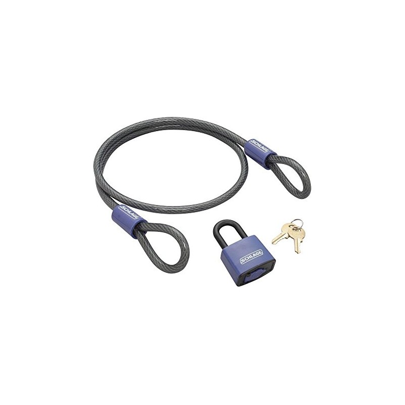 Schlage 994800 Flexible Cable with All Weather Padlock, 4-Foot by