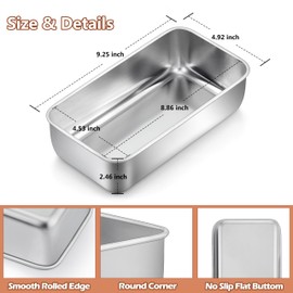 LIANYU 16 Pack 9x5 Inch Loaf Pans for Bread Baking, Stainless Steel Bread Baking Pans, Small Loaf Tins for Homemade Brownies and Pound Cakes, Dishwasher Safe