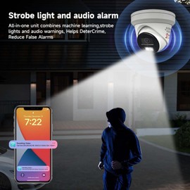 Anpviz 8MP IP PoE Camera, Strobe Light and Audio Alarm, Metal Turret 4K Security Camera Outdoor, 2 Way Audio, Smart Color Night Vision, Human/Vehicle Detection, IP67 Waterproof, 2.8mm Lens (H Series)