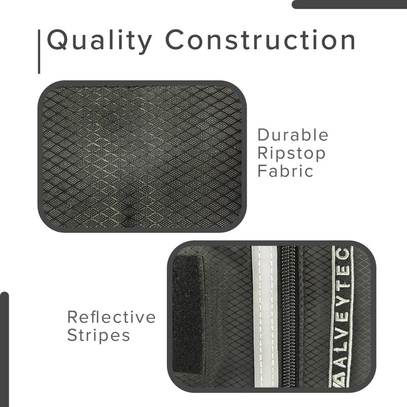 AlveyTech Water-Resistant Saddle Bag (Large, Black) - For Mobility Scooters,