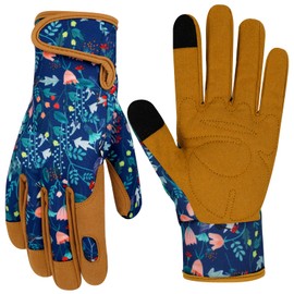 MERTURN Leather Gardening Gloves for Women Garden Gloves Thorn Proof Touch Screen Design Heavy Duty Yard Working Gloves for Planting, Digging Women Gardening Gift, M