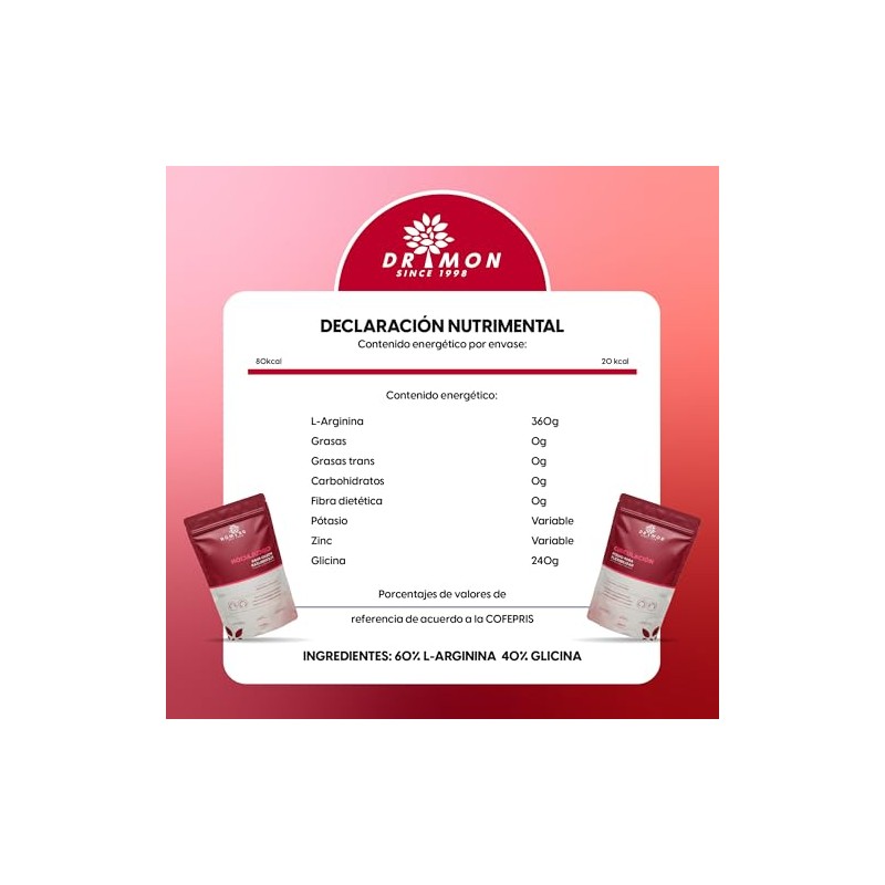 Suplemento Circulación Mon 600g Arginina Glicina Alimenticio Polvo Flexibilizar