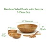 Lipper International Bamboo Wood Salad Bowls with Server Utensils, 7-Piece