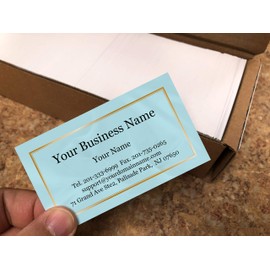 Custom Business Cards 500pcs- Modern Teal Image-16pt cover (129 lbs. 350gsm-Thick paper) Made in The USA