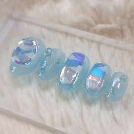 Wary Sky UruUru Handmade Nail Tips - Medium Oval / 워리 스카이 우루우루 수제네일팁 - 미디움오벌