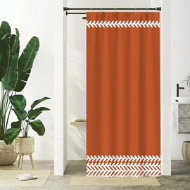 Uiiooazy Shower Curtain Narrow 90 x 180 cm, Shower Curtain Boho Style Terracotta Modern Minimalist Small Shower Curtains Anti Mould Fabric Washable Waterproof Bathroom Curtain with 6 Hooks for