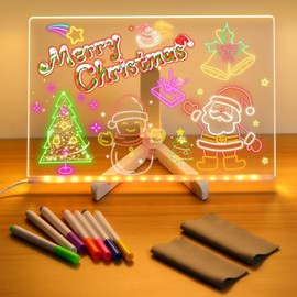 LED Note Board with Colors,Glowing Acrylic Dry Erase Board with Light,Light Up Acrylic Message Board,Led Drawing Board for Kids with Stand to Write On for Office Home School(Large/11.8 * 7.9 inches)