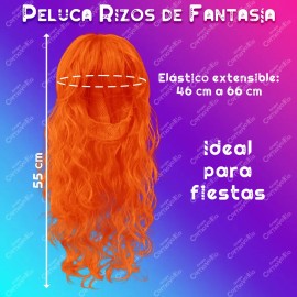 Peluca de Fantasía Rizos de Tamaño Largo para Eventos Bodas y Fiestas Pelo/Cabello Artificial Chino Estilo Hondulado de Color Naranja Tipo Fantasía GR