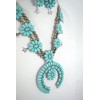 Skelapparel Southwestern Style Round Naja Blue Squash Blossom Statement Necklace