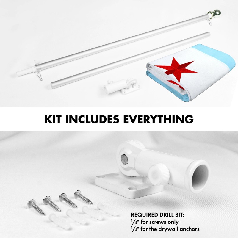 UD_G128 Flag Pole 5 FT Silver Tangle Free & Chicago