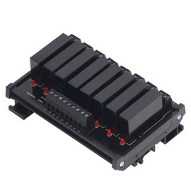 Solid State Relay Module, 8 Channel DIN Rail Installation, 3-32VDC Input 5-8A 24-480VAC Load, Indicator Light, for Electrical Applications