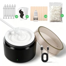 Waxfans Nose Waxing Kit for Men and Women - Nose Hair Wax Kit，Facial Waxing Kit with Mini Waxing Pot, USB Rapid Heating, Constant Temperature，100g Wax Beads, 20 Applicators,10 Wooden Sticks