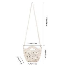 AICHUAN Handwoven Crossbody Handbag Summer Beach Bucket bag Cotton Crochet Shoulder Bag Basket Purse for Women