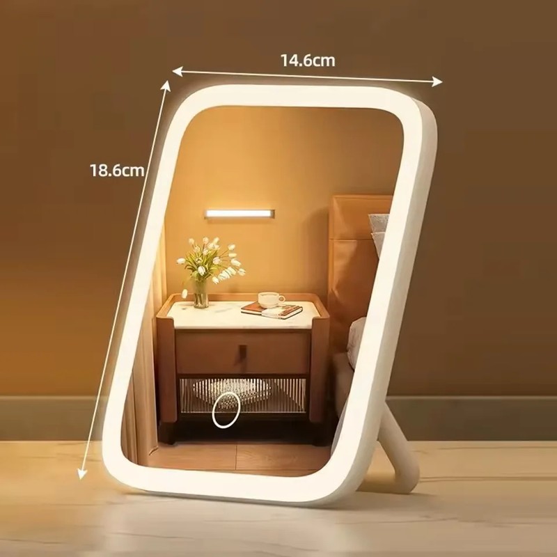 LED Makeup Mirror for Travel & Bedroom – 3-Color Dimmable