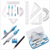 Geometry Set, 10-Piece Compass School Maths Angle Stationery Kit Rulers