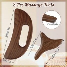 2 Pcs Body Gua Sha Massager, Wooden Massage Accessories for Cellulite and Toning, Lymphatic Drainage Tools, Back Therapy Scraper, Muscle Gua Sha Tools for Full Body Tension Release