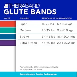 THERABAND - Bandas de tela para ejercicios para el hogar o viajes, diseñadas para la fuerza del glúteo y la parte inferior del cuerpo, juego de 4 band
