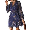 CUPSHE Women's Floral Print Sheer Chiffon A-Line Mini Dress Long
